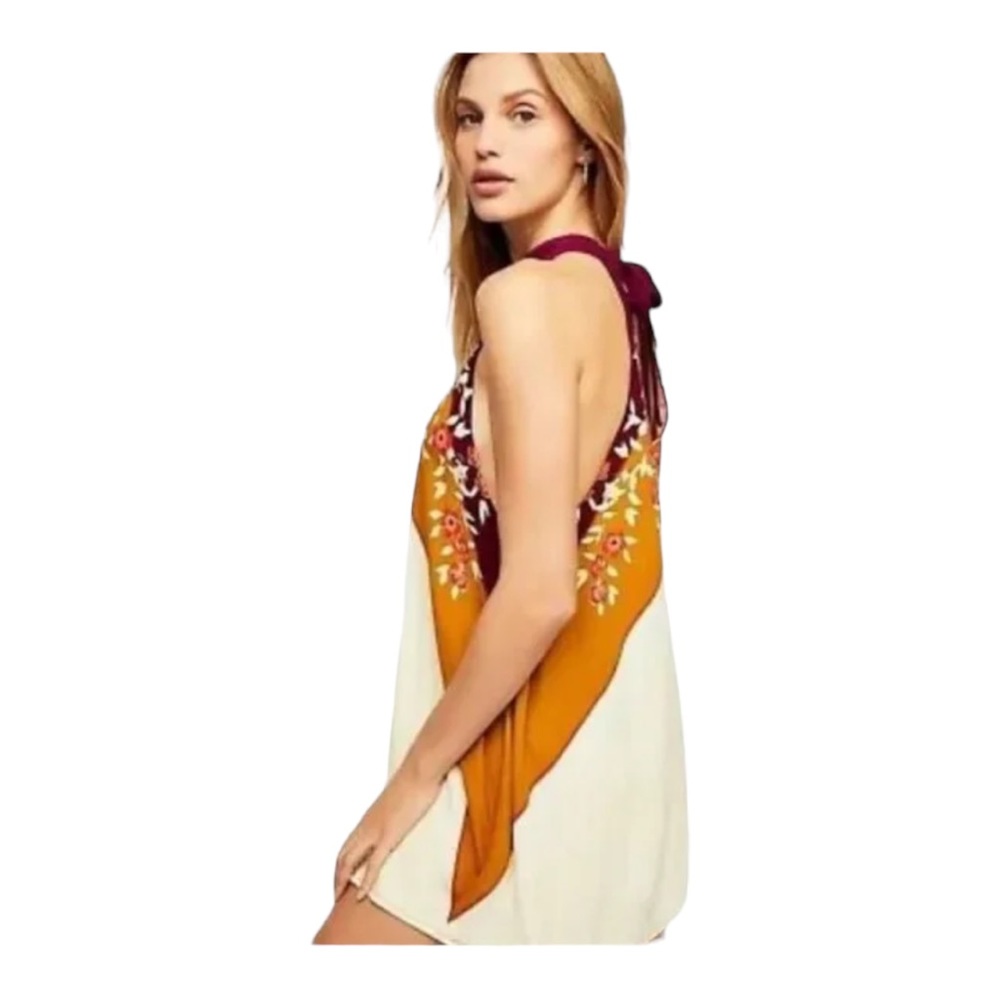Free People Beat Of My Heart Tunic Shirt Top size Small Floral Boho - Picture 4 of 7